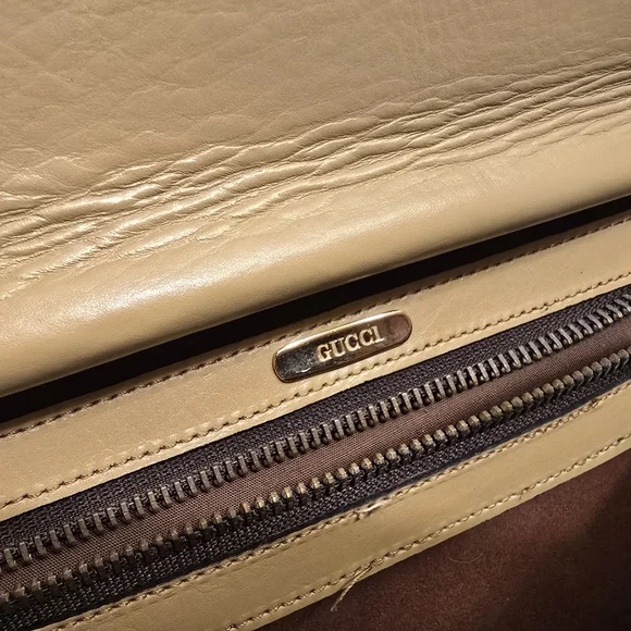 Vintage Gucci Tan Beige Leather Handbag - Picture 4 of 14